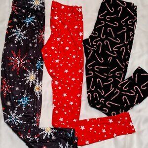 Christmas Leggings 3 pair to fit approx Adult XS or Youth 16